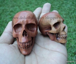 Skull Carving Brown Wood