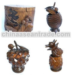 Wood Carved Jar