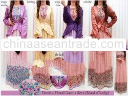 Two Pieces Floral Muslim Dress One Set Light with inner 1set/4pcs/4color