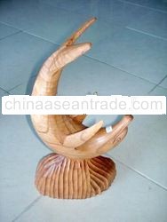 Dolphin Bottle Holder Wood Carving,