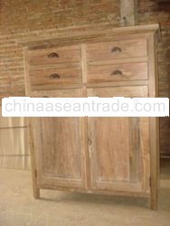 Cabinet 2 Doors & 4 Drawers - Antique Teak - Teak Riciclato