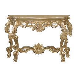 Gold Painted Heavy Carved Console Table