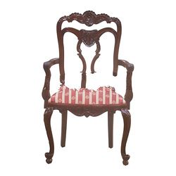 Heavy Carved on Top Arms Dining Chair