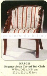 Regency Swan Carved Tub Chair Mahogany Indoor Furniture.