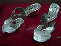 LEZILLA Fashion Shoes WOMEN SHOES SANDALS in SILVER SNAKE SKIN LEATHER with Swarovski CRYSTAL