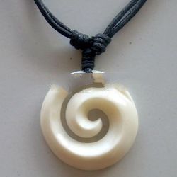 bone carving koru pendant for necklace maori design