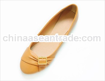 ladies ballerina fashion style buckly shoes beige color