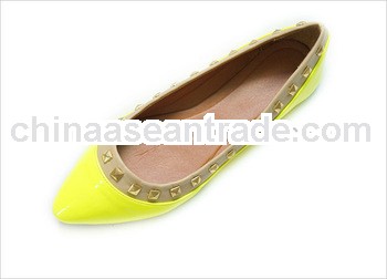 ladies dance casual style rivet binding shoes yellow color