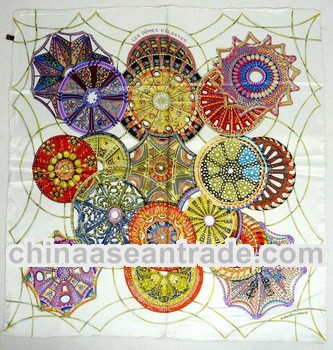 ladies fashion brand square silk twill scarf 90x90