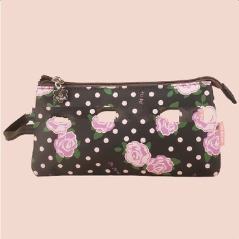 ladies oxford cosmetic make up bag with three compartment