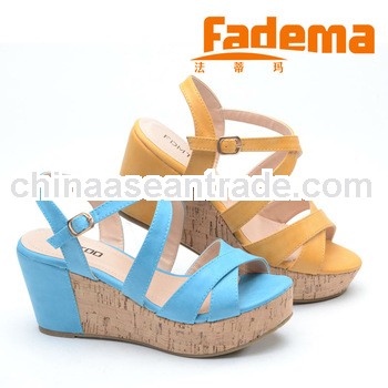 ladies wedge platform sandals 2014 with TPR sole shoes