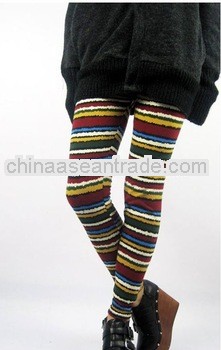 ladies winter thicken warm stripe leggings