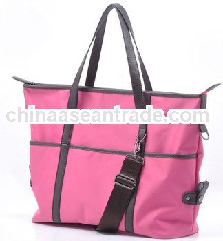 lady handbags with outside pockets in nylon