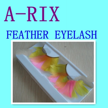 lash manufactory yellow red feather strip false eyelash