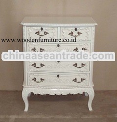 French Style Tall Boy Antique Reproduction Chest of Drawers Wooden Commode European Home Furniture F