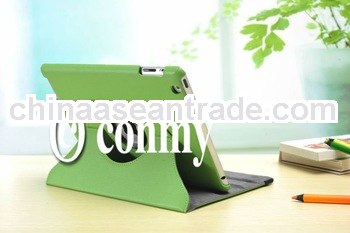 leather case with wake /sleep function shell for ipad 3 /new ipad case with 360 degree rotate,for ne