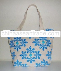 Sequined and beaded canvas tote bag