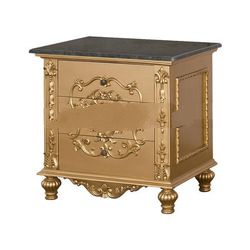 Gold Leaf Bedside Table 3 Drawers Straight