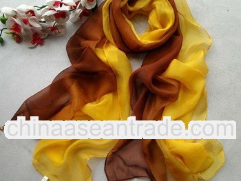 long yellow women fashion silk chiffon scarf