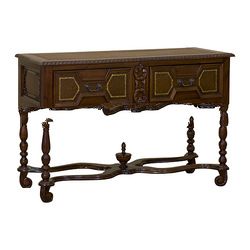 Mahogany Carved Console Table with 2 Drawers