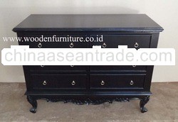 Chest of Drawers Antique Reproduction Wooden Mahogany Black Painted Commode European Home Furniture 