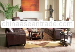 SARATOGA-BROWN FULL LEATHER SOFA COUCH SET LIVING ROOM