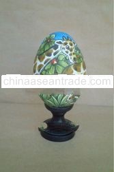 Wooden Duck Egg With "Giraffe"