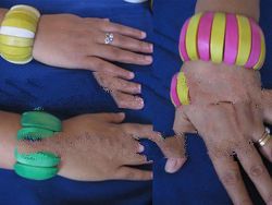 colorful wooden stretch bangles