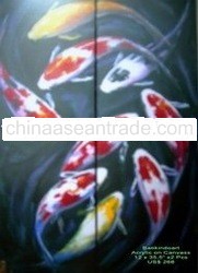 "Black Koi" (code: CH 9) Oil Painting