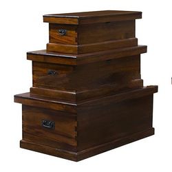 Mahogany Wood Trunk 3 Boxes Catania