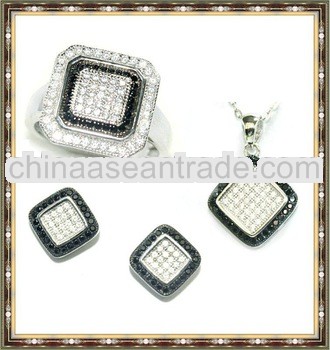 micro pave 925 sterling silver jewelry sets