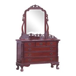 Chippendale 2 Pillars Dressing Table with Mirror