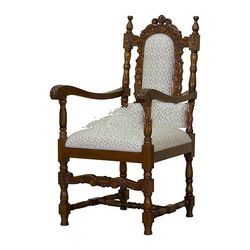 Classic Mahogany Arms Dining Chair with Carved