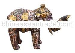 Walking Elephant Wood Carving