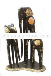 Standing Elephant Wood Carving Set