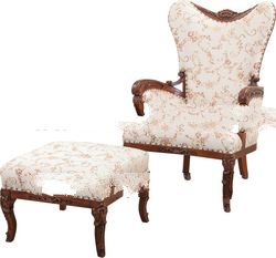  Mahogany Jepara Furniture, Carresse Arm Chair with footrest