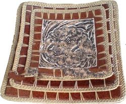 Batik Square plate terracotta