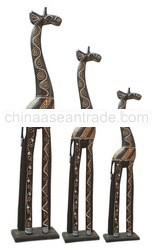 Standing Giraffe Wood Carving Set