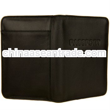 new designer black leather passport hoder cover