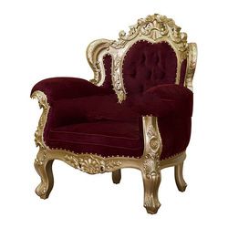 Gold Sofa Heavy Carved Single Seat