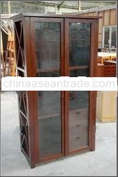 Andalas 2 Glass Doors Living Room Wooden Cabinet