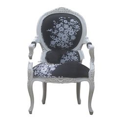 White Painted Chair with Upholstered Flower Motif