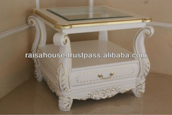 French Furniture - Coffee Table with Glass Gold Decor