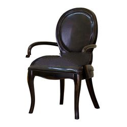 Mahogany Oval Arms Dining Chair with Upholstered