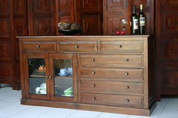 Teak Wood Glass Cabinet for Dining Room or Living Room