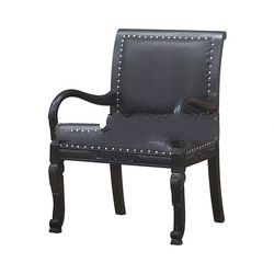 Black Painted Crocodile Upholstered Arms Chair