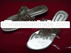 LEZILLA Fashion Shoes WOMEN SHOES SANDALS in SILVER SNAKE SKIN with Swarovski CRYSTAL