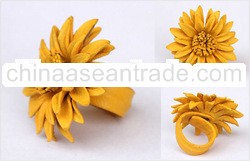 High Quality New Design Costume Leather Fashion Flower Ring