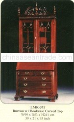 Bureau with Bookcase Carved Top Mahogany Indoor Furniture