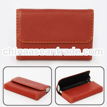 orange metal leather name card holder for business and office